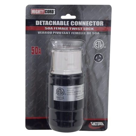 Valterra Locking Connector, 50 A, 125/250V AC, Single Phase, Black A10-50FDTVP